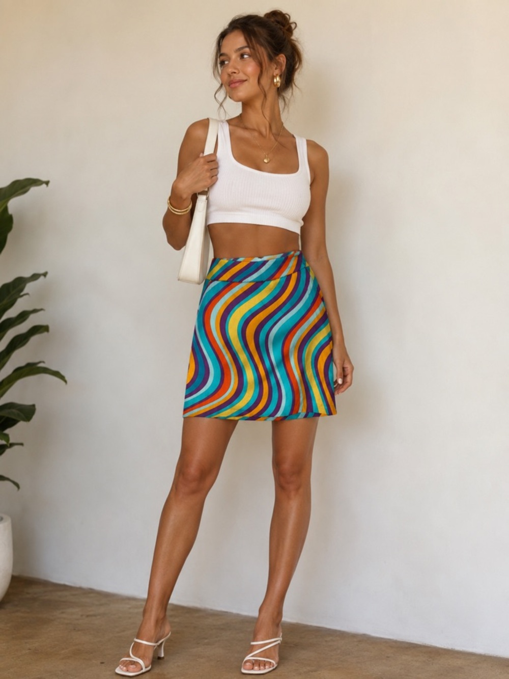 Loudmouth Ladies Psychedelic Rainbow Wave Golf Skirt Size 10
